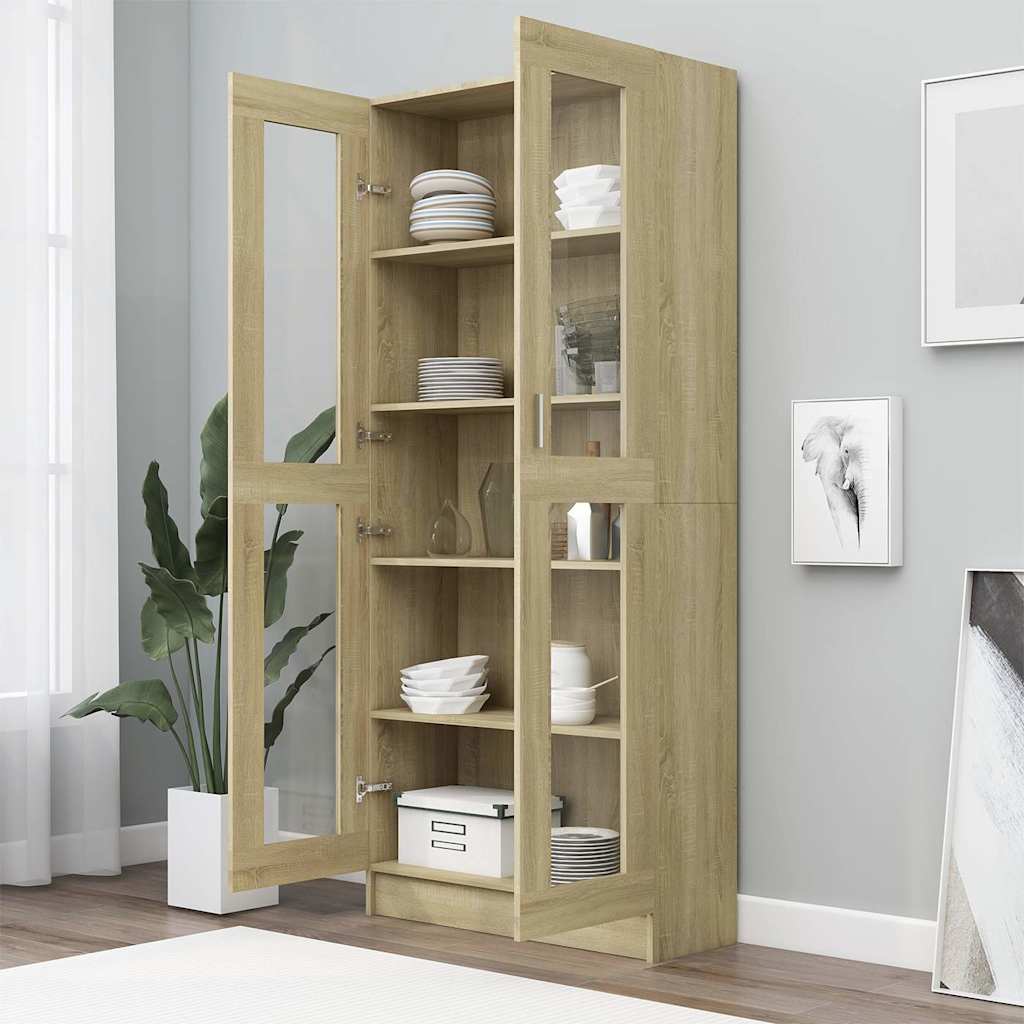 Vitrine Cabinet Sonoma Oak 82.5x30.5x185 cm Engineered Wood